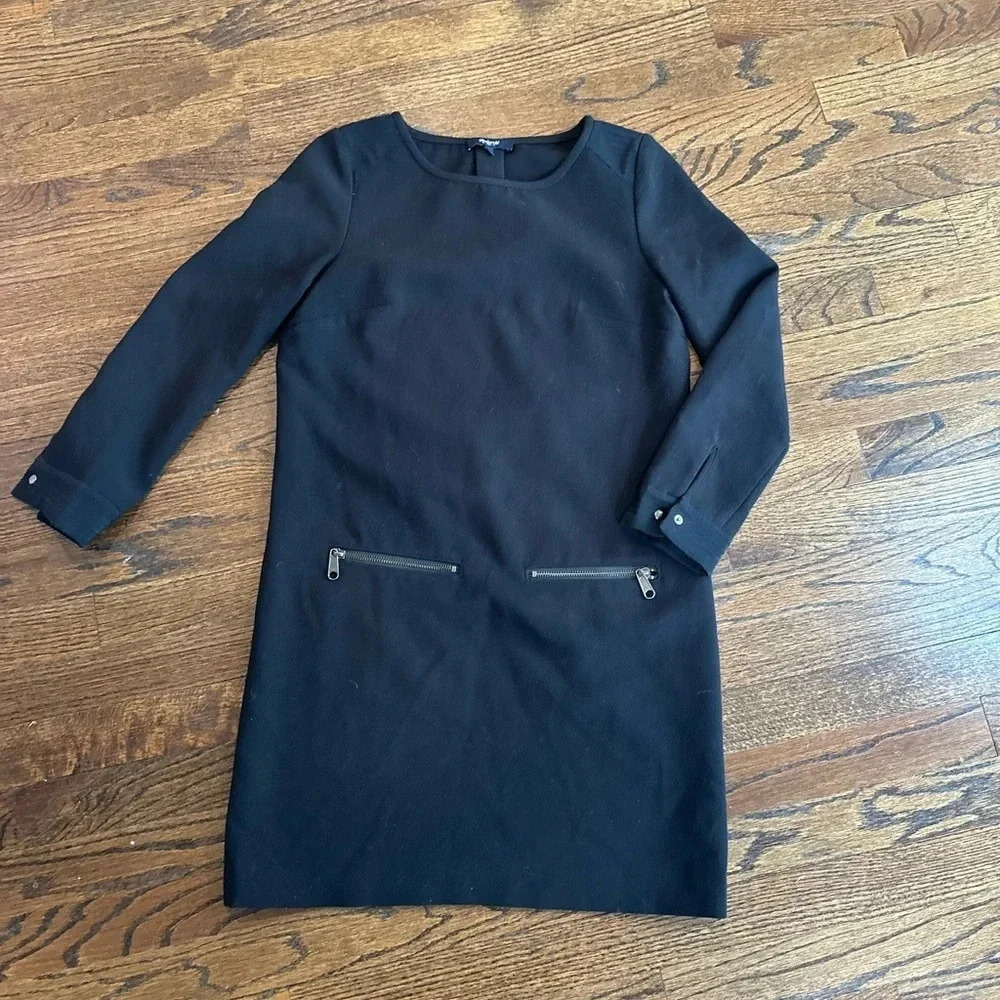 Madewell Black Zipp Pocket Shift Dress Size XS -Bloggers favorite B0855 - Picture 3 of 10